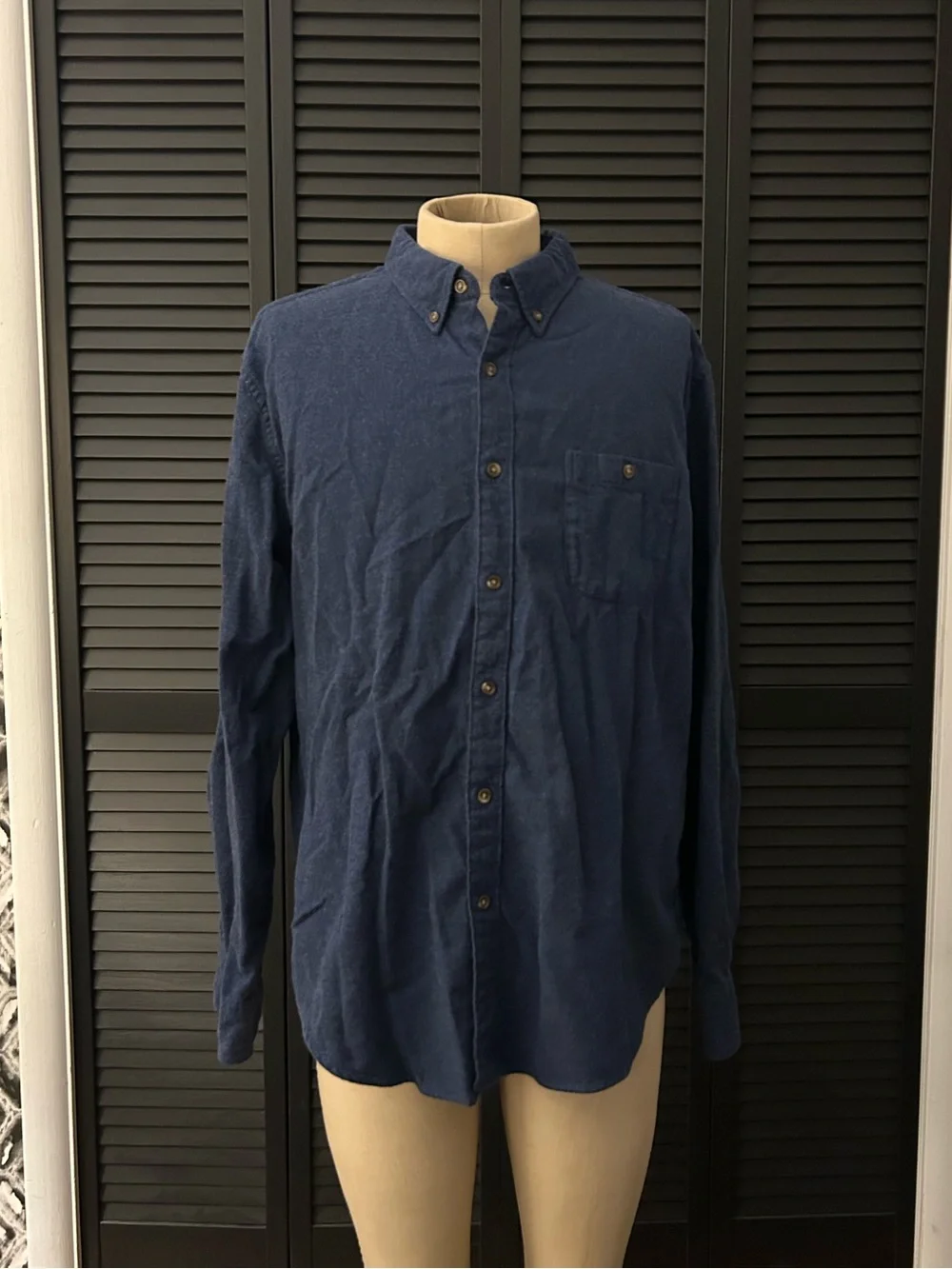 J. Crew Men's Button-Down Shirt in Navy with Brown Leather Elbow Patches